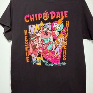 Chip 'n' Dale Rescue Rangers Graphic Tee - Black with Neon Print